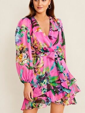 Alex Marie Laurel Wisteria Long Sleeve Tiered Ruffle Hem Dress Size 6